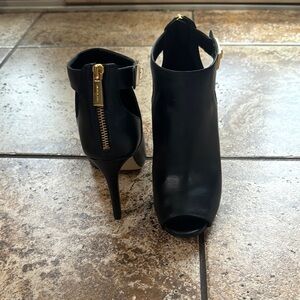 Elegant Black Peep-Toe Ankle Boots